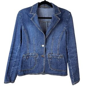 Vintage Point Zero Blue Denim Blazer / Jean Jacket by Nicole Benisti Small
